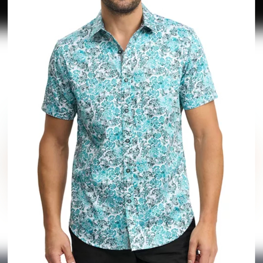 Robert Graham Downing Cotton Stretch Satin Paisley Classic Fit Button Down Shirt